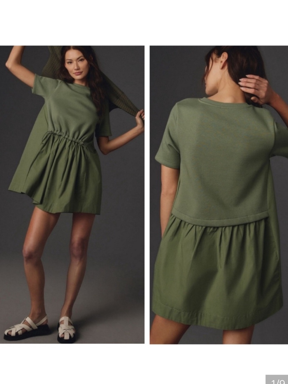 NWT Pilcro Anthropologie Twofer Mini Dress Moss Green Size M